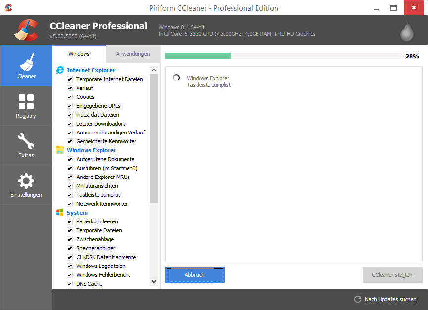CCleaner 软件界面